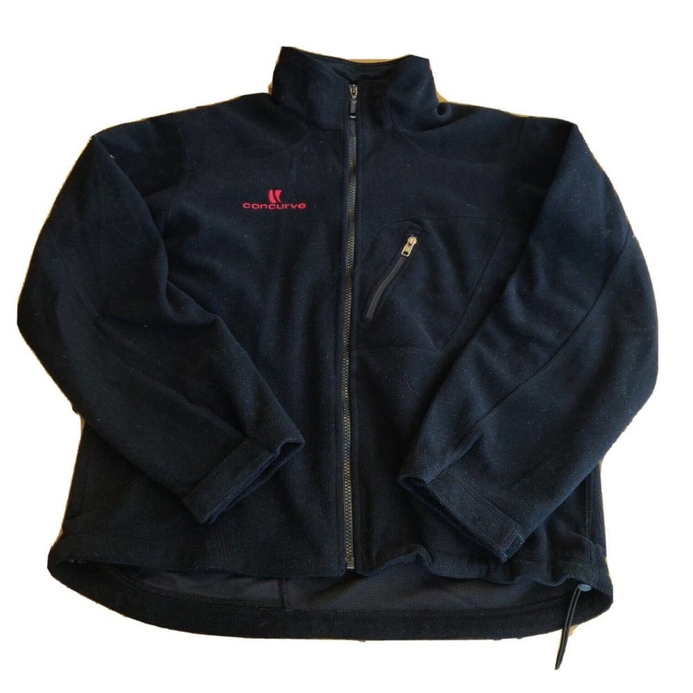 Concurve Men's Fleece Jacket Size L Full Zip Black Collared Zippered Pockets